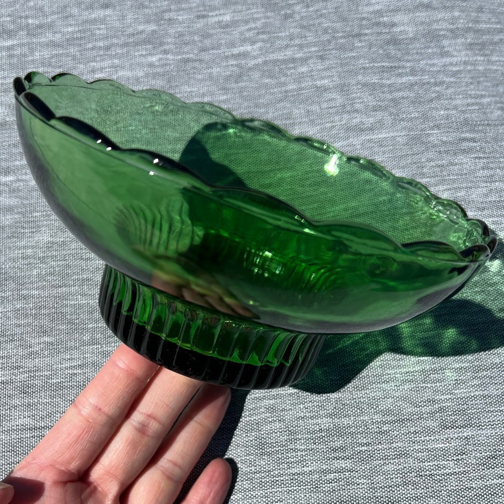 E O Brody Co. Green Glass Dish Vintage